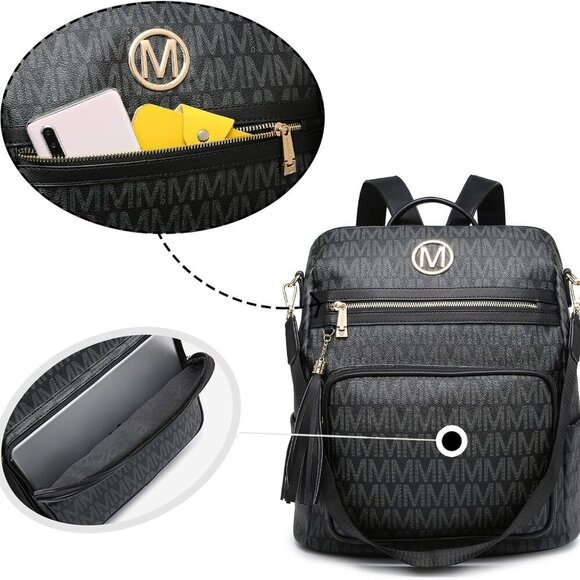 Women Fashion Backpack PU Leather Large Capacity Convertible Travel Bag main image 6